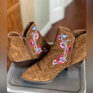 Leather Embroidered Booties